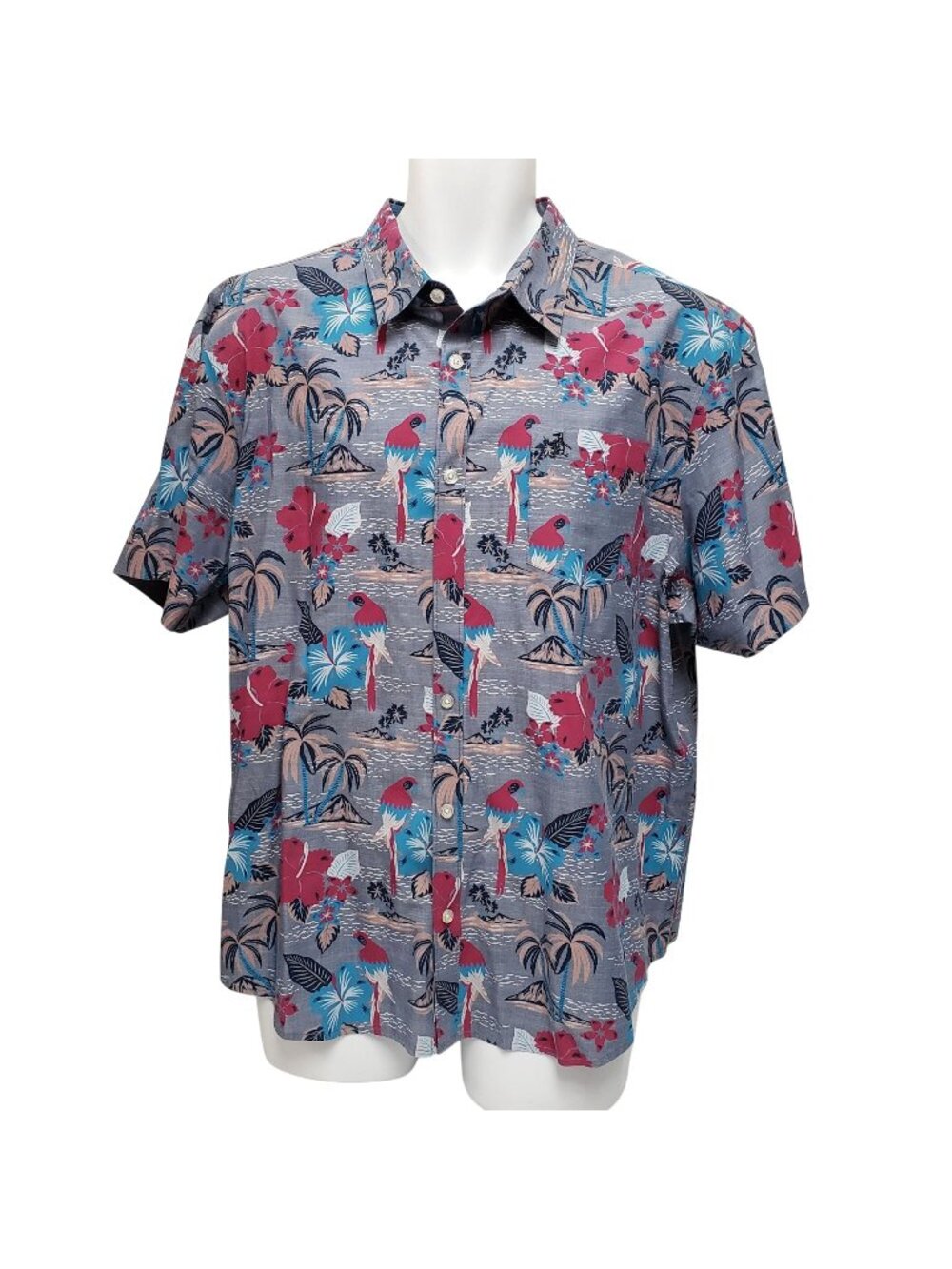 Original Penguin Mens Hawaiian Print Shirt XXL Heritage Slim Fit Short Sleeve